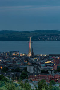 High angle view of buildings in city