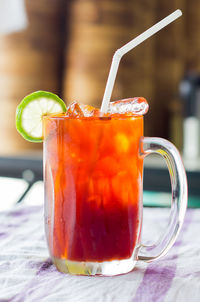 Close-up of drink on table