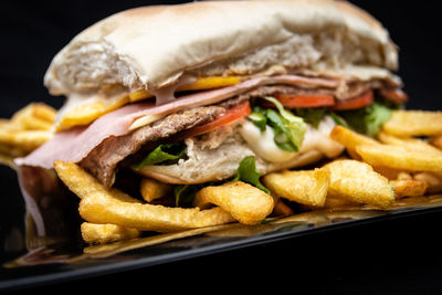 Close-up of burger on barbecue grill