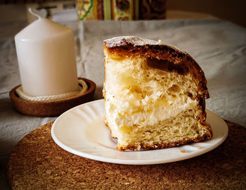 Close-up of breakfast served on table