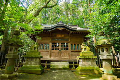 Statue against building