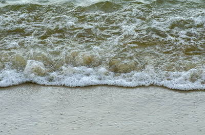 High angle view of surf on beach