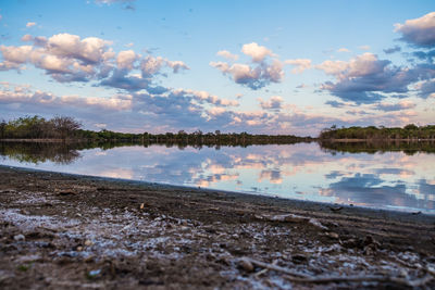 Scenic view of lake against sky