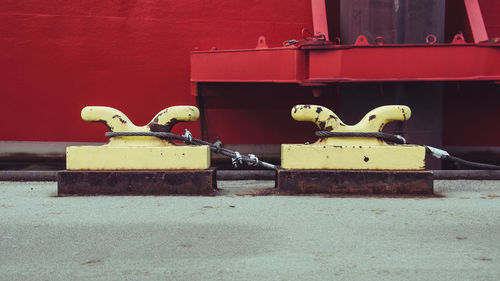 Close-up of yellow machine part