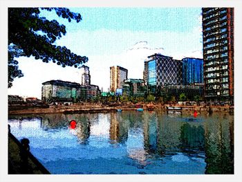 Reflection of buildings in water