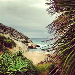 Scenic view of sea against cloudy sky