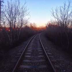 Railroad track at sunset