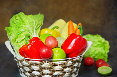 Close-up of tomatoes in basket