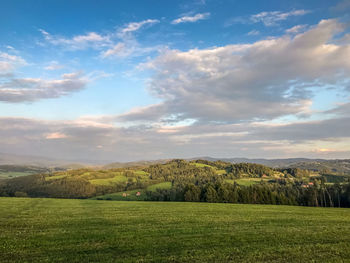 Scenic view of field against sky