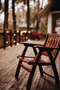 Empty chairs and tables at restaurant