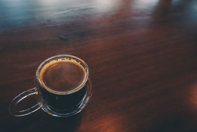 High angle view of coffee on table