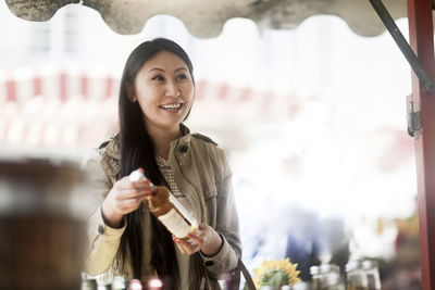 Young asia woman shopping at the market