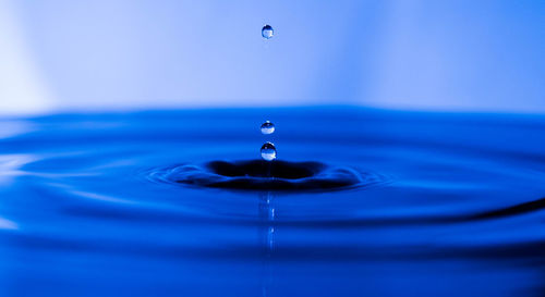 Close-up of drop falling in water