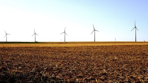 Wind turbines on landscape