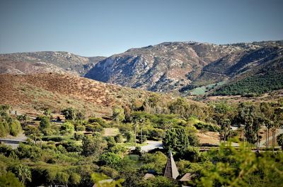 Scenic view of mountains against clear sky