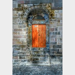 Closed door of old building