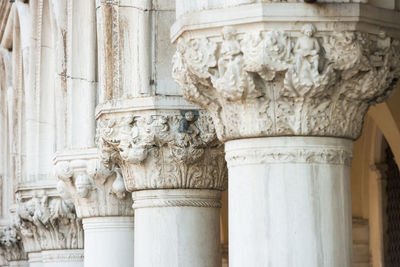 Close-up view of columns and details at doge's palace at piazza san marco. venice, italy
