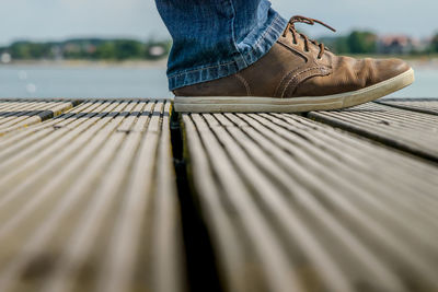 Close-up surface level of wooden plank