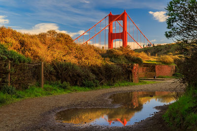 Bridge over river against sky