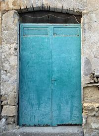 Closed door of old building