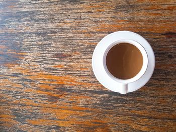 High angle view of coffee on table