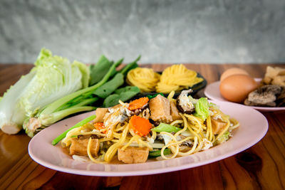 Close-up of meal served in plate