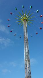 Low angle view of ferris wheel against blue sky