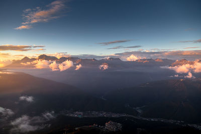 Beautiful sunset in the mountains of krasnaya polyana