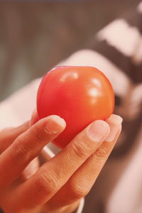 Close-up of hand holding apple