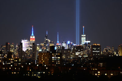 Illuminated city at night