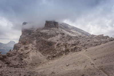 Rock formations on landscape against sky