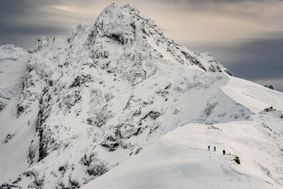 Scenic view of snow covered mountain against sky