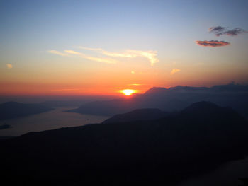 Scenic view of mountains at sunset