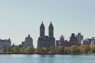 Cityscape against clear sky