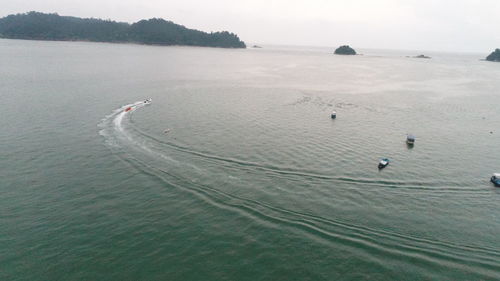 High angle view of sea against sky