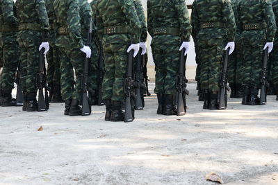 Army soldiers standing on street