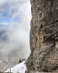 Rock formation during foggy weather