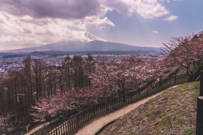 Panoramic view of landscape and mountains against sky