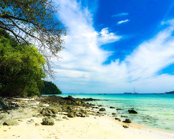 Scenic view of beach against sky