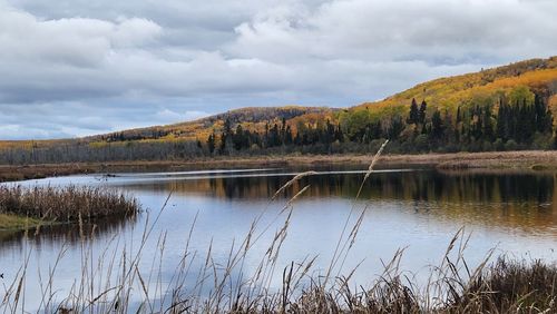 Scenic view of lake against sky