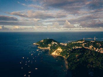 Aerial view of sea against sky