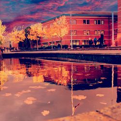 Reflection of buildings in water