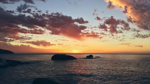 Scenic view of sea at sunset