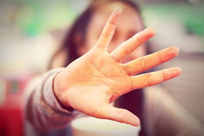 Close-up of woman hand