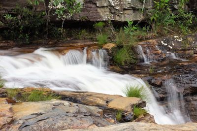 View of waterfall in forest