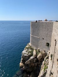 View of seagull by sea against clear sky