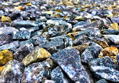 Full frame shot of pebbles on beach