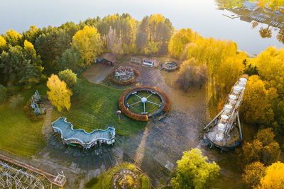 High angle view of trees against sky