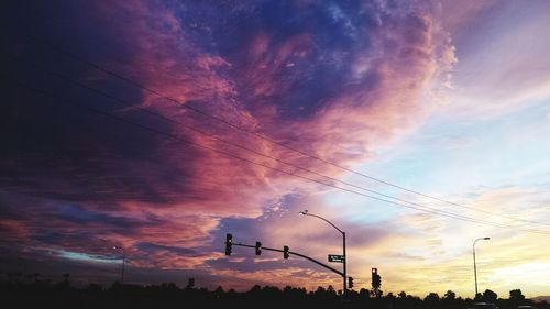 Low angle view of cloudy sky at sunset