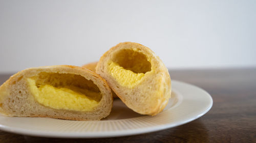 Close-up of bread in plate